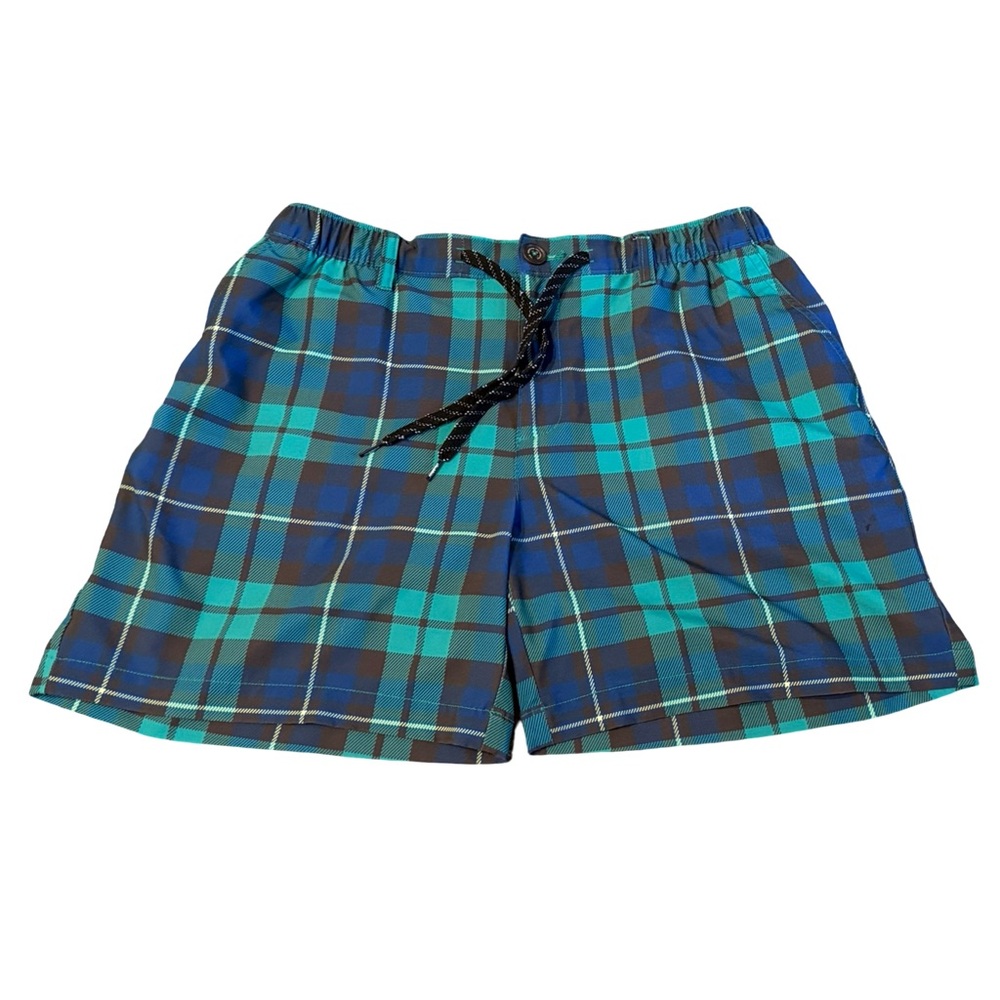 The Aint Sandrews 6" Everywear Short, Green/Blue Plaid, Size XL
